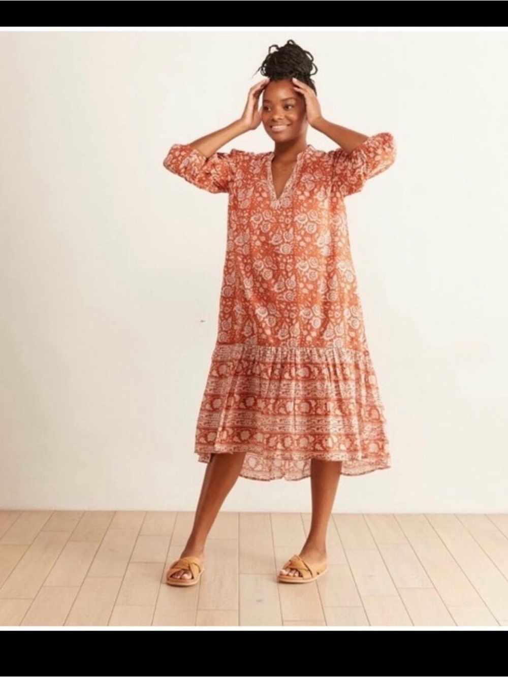 Cleobella Rust Floral Midi Dress